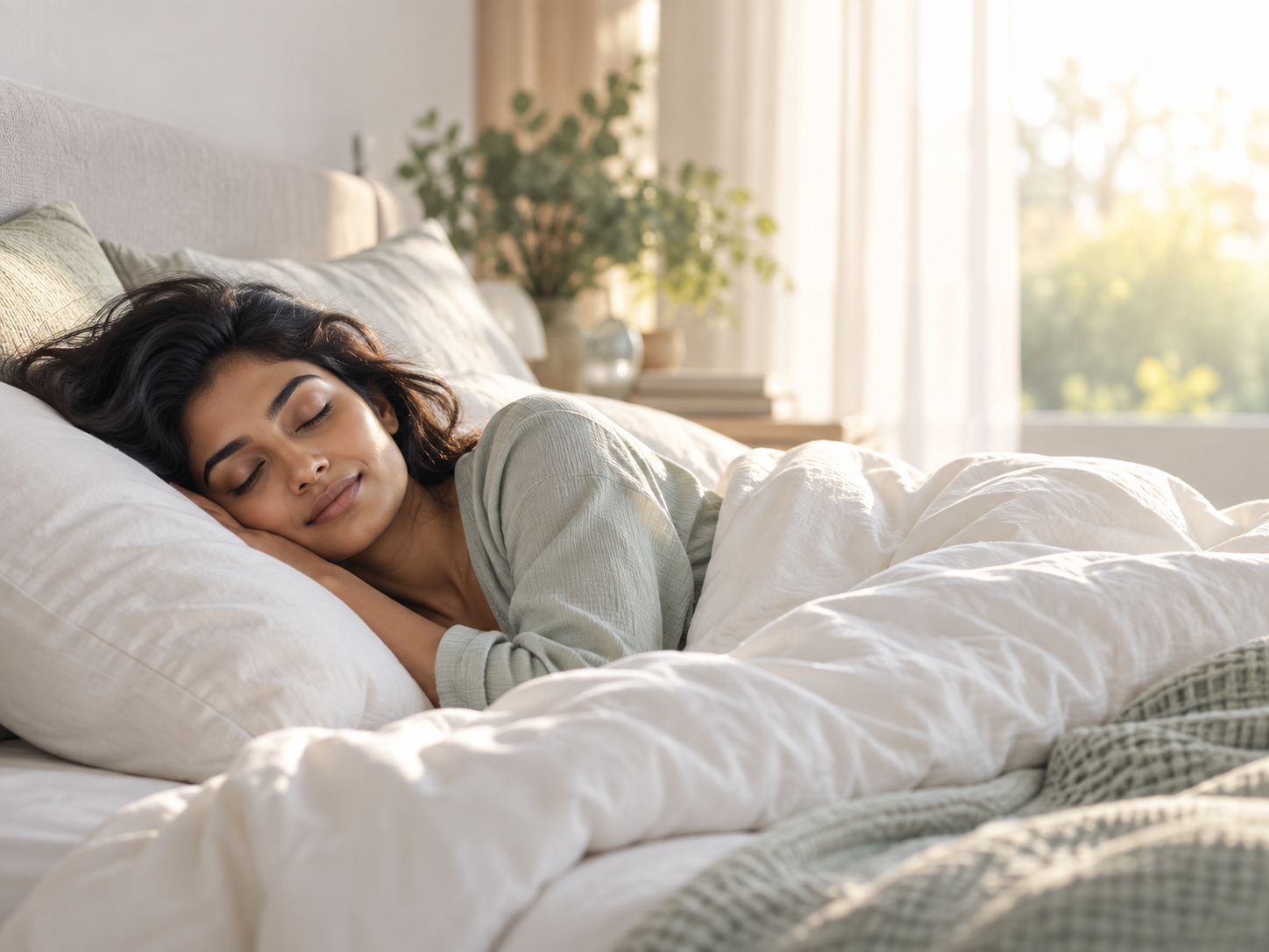 Woman sleeping peacefully in bed