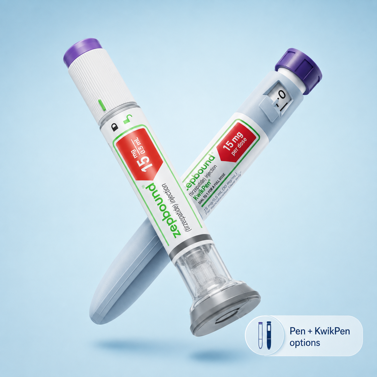 Zepbound tirzepatide pen and KwikPen product photo